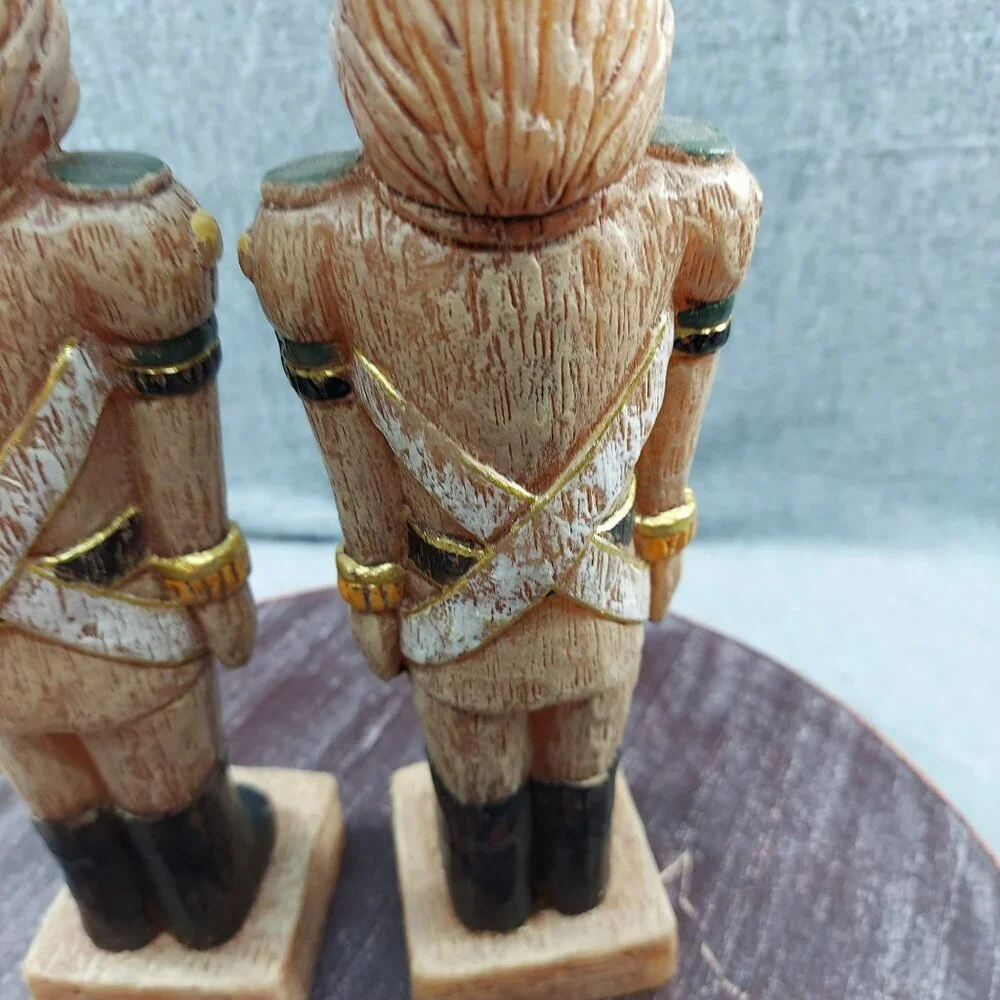 Pottery Barn Vintage Hand-Crafted Nutcracker Soldier Candles Pair